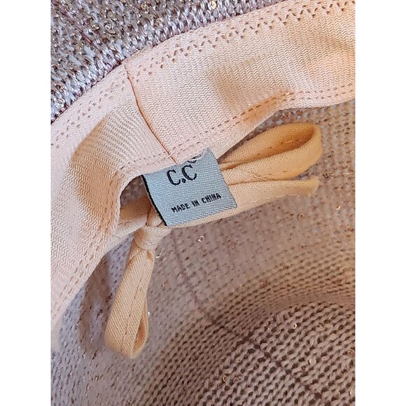 Womens C.C. Pink Straw Cowboy Hat With Adjustable Inner Band - Picture 6 of 6